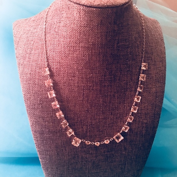 Jewelry - Vintage Diamond Short Sterling Silver Necklace 16”